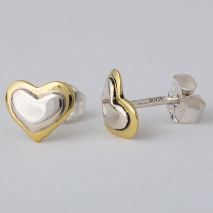You Have My Heart Sterling & Brass Post Earrings