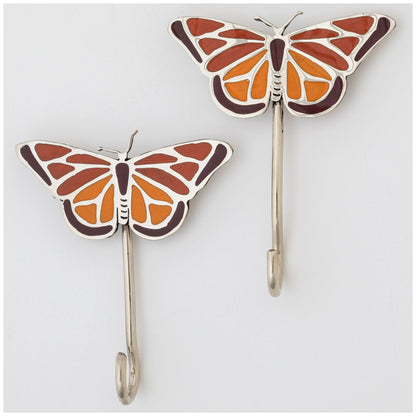 Pretty Butterfly Hand Painted Wall Hook - Set of 2
