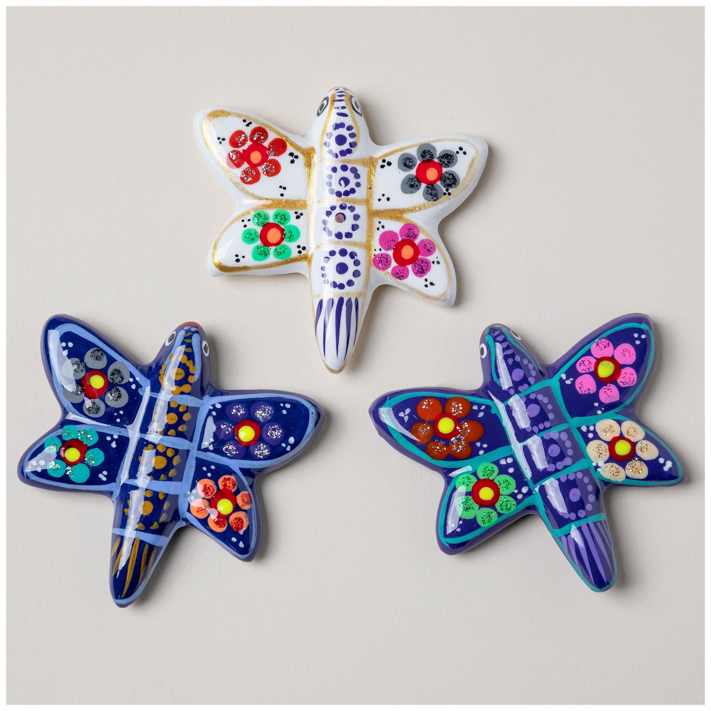 Hand-Painted Ceramic Dragonfly Magnet