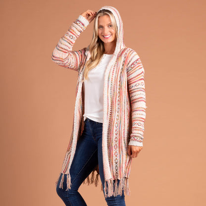 Striped Duster Cardigan with Fringe