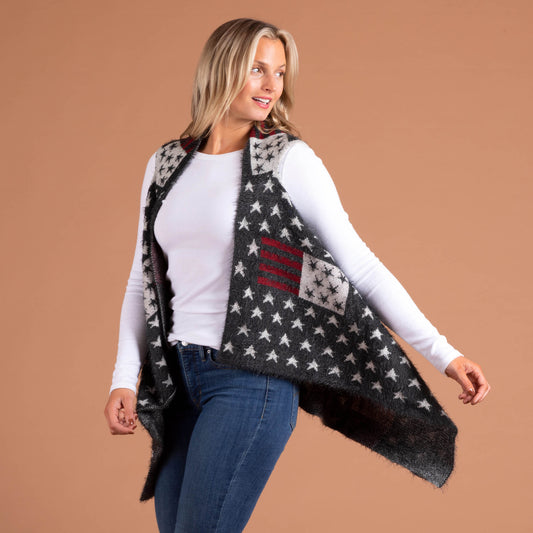 Americana Knit Open Sweater Vest