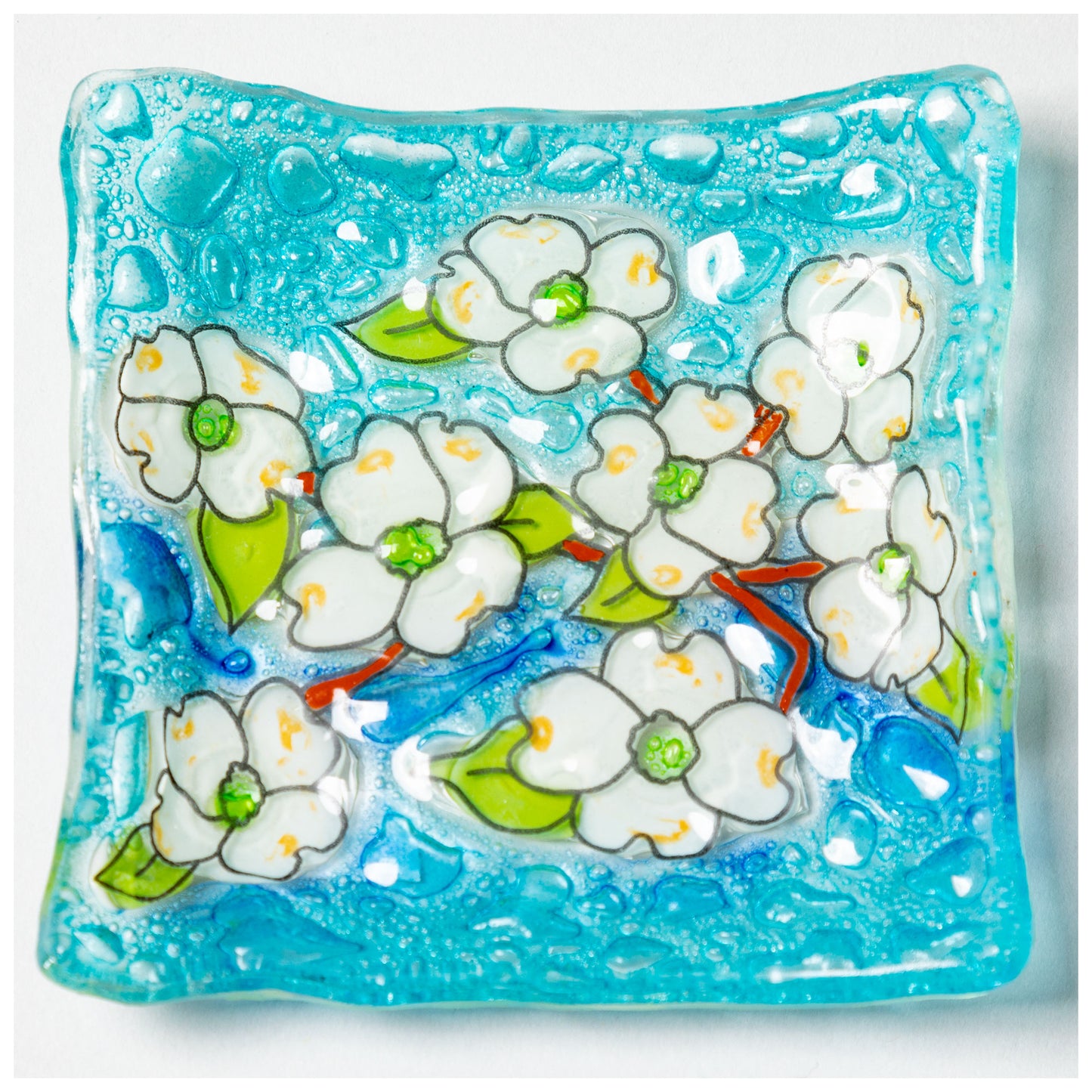 Hand Painted Flowers Recycled Glass Dish