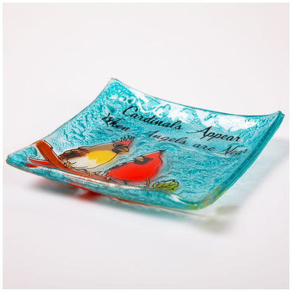 Birds Recycled Glass Square Dish