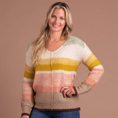 Colorful Stripes Pullover V-Neck Sweater