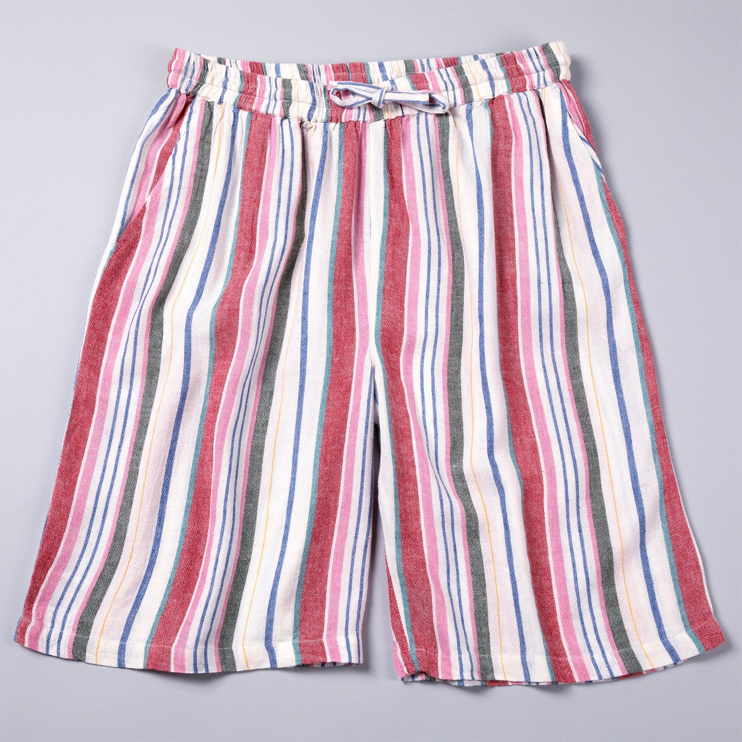 High-Rise Striped Shorts with Drawstring