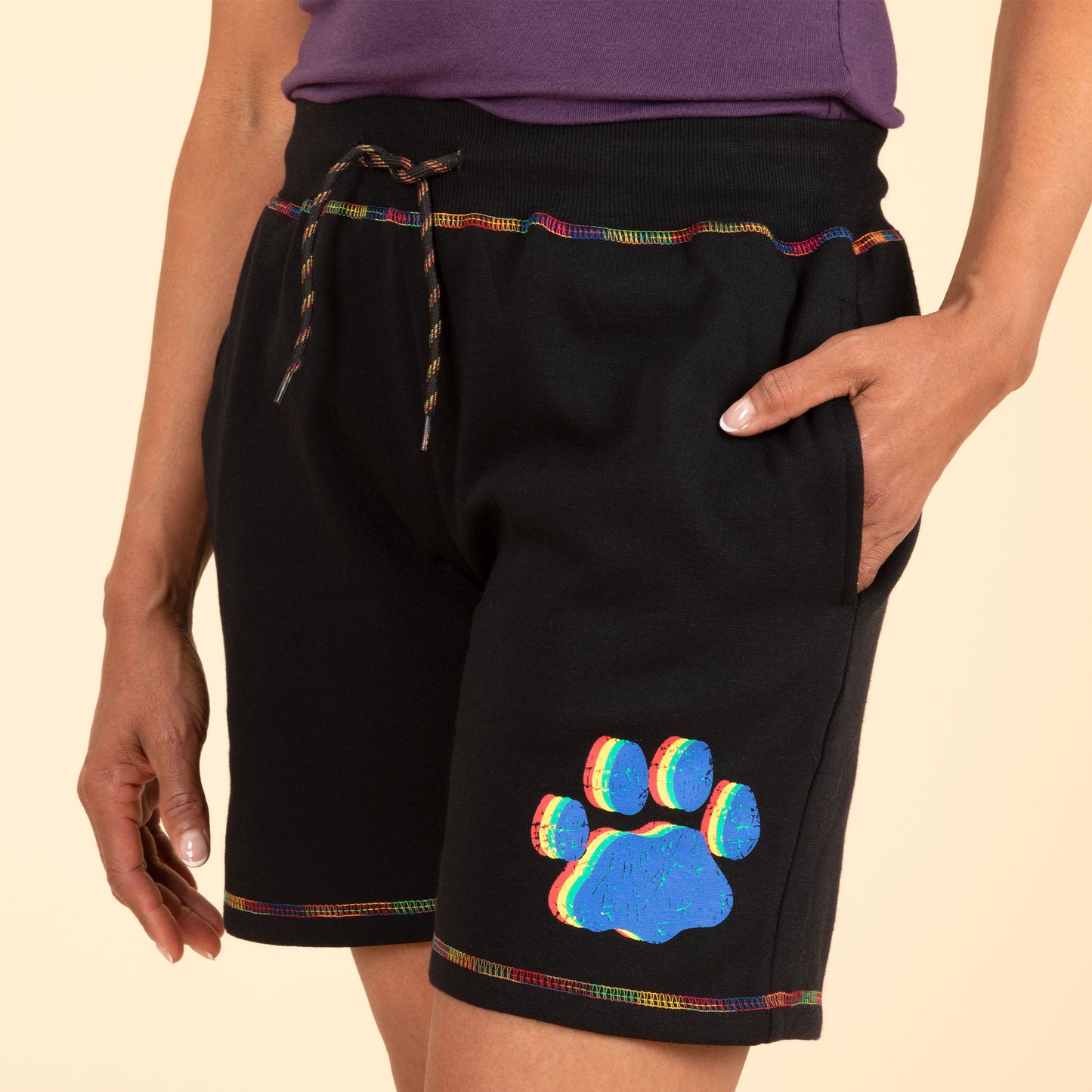 Rainbow Paw Black Board Shorts