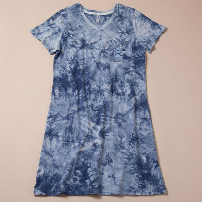 Paw Print Tie-Dye T-Shirt Dress