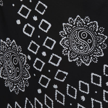 Black & White Print Sleeveless Midi Dress