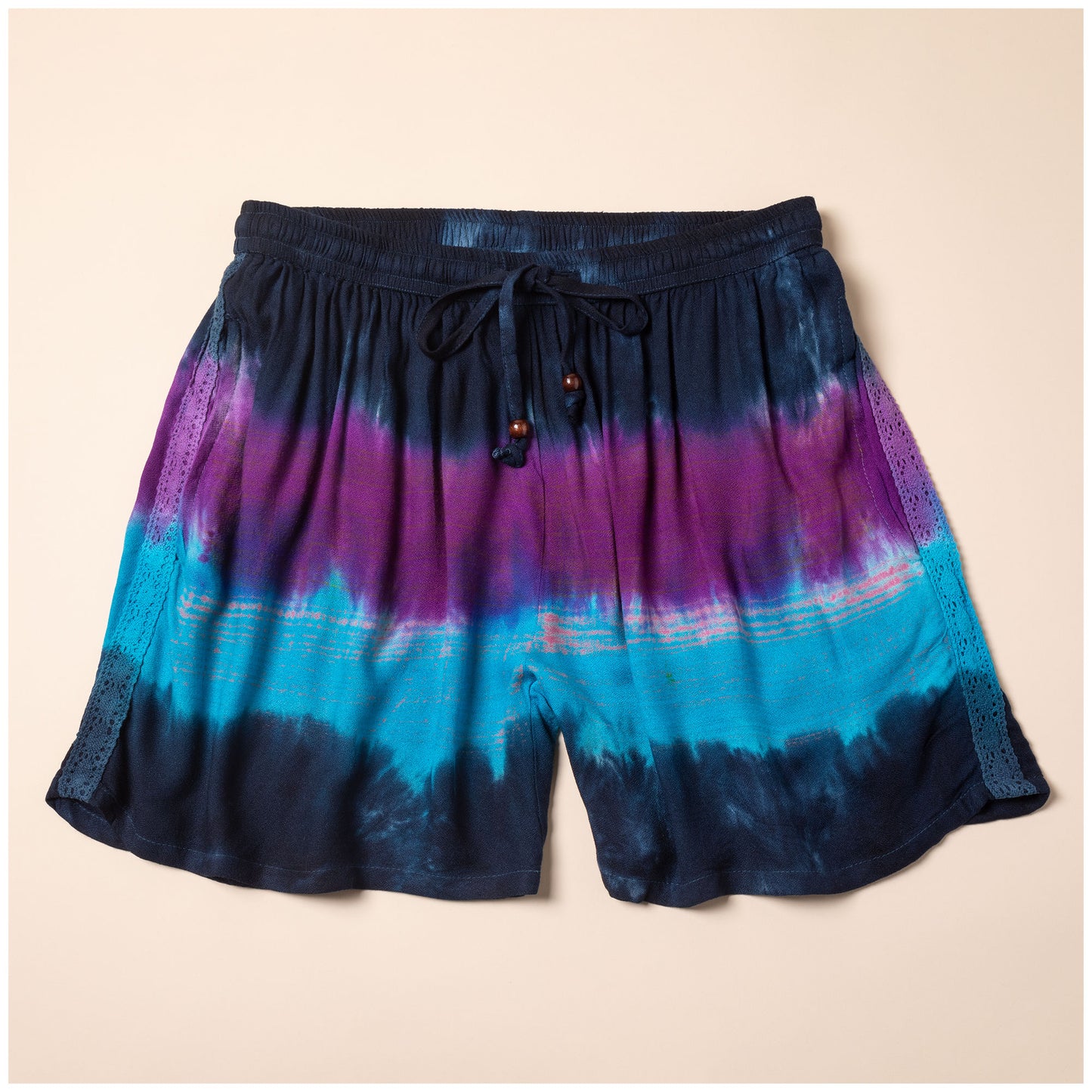 Ocean Waves Hand Dyed Drawstring Shorts