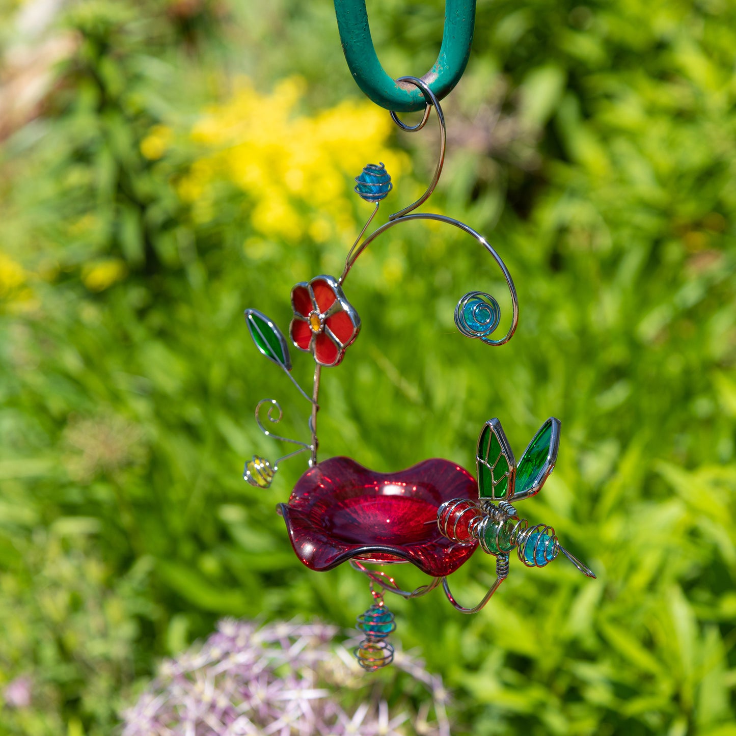 Stained Glass Decorative Hummingbird Feeder
