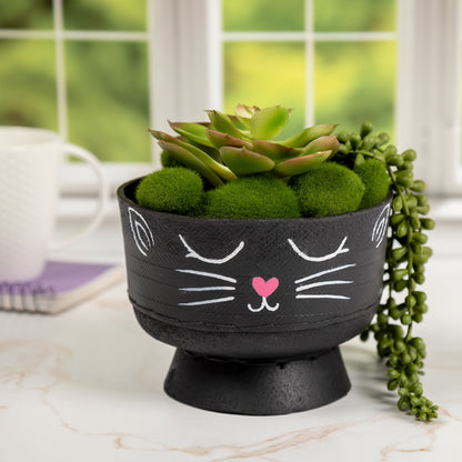 Hand Painted Upcycled Kitty Planter