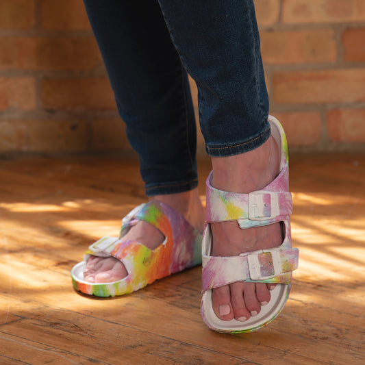 Women's Tie-Dye Double Buckle Slide Sandals