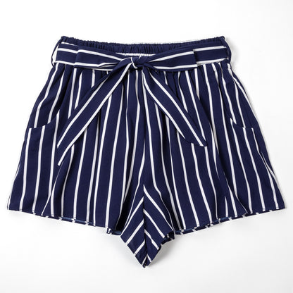 Paperbag High-Rise Striped Shorts