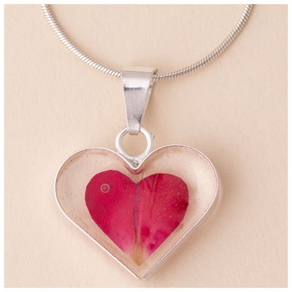 Real Flowers & Sterling Heart Petal Necklace