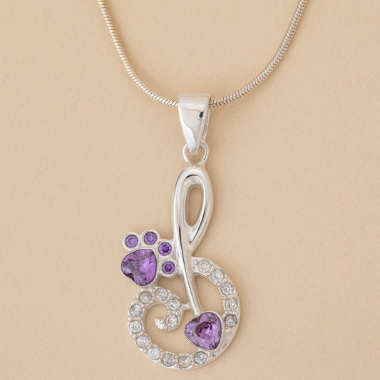 Sterling Silver Infinity Paw Print Necklace