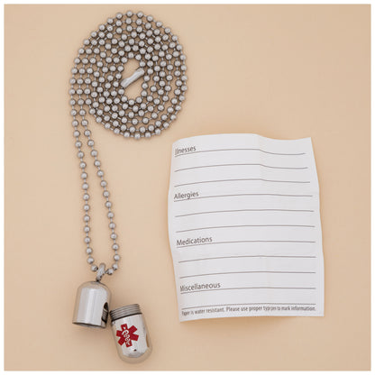 Stainless Steel Medical Alert Pill Container Necklace