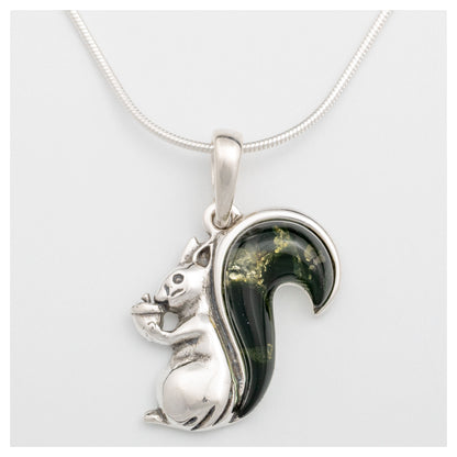 Squirrel Tail Amber & Sterling Necklace