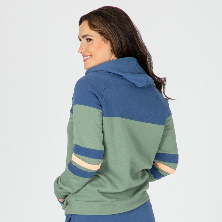 Paw Stripe Crossover Applique Hoodie