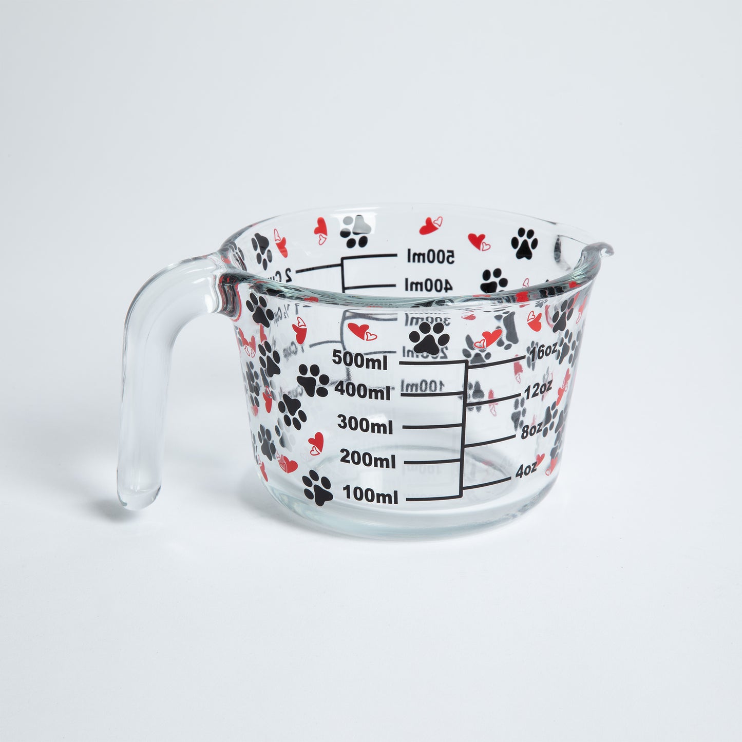 Paws & Hearts Glass Measuring Cup
