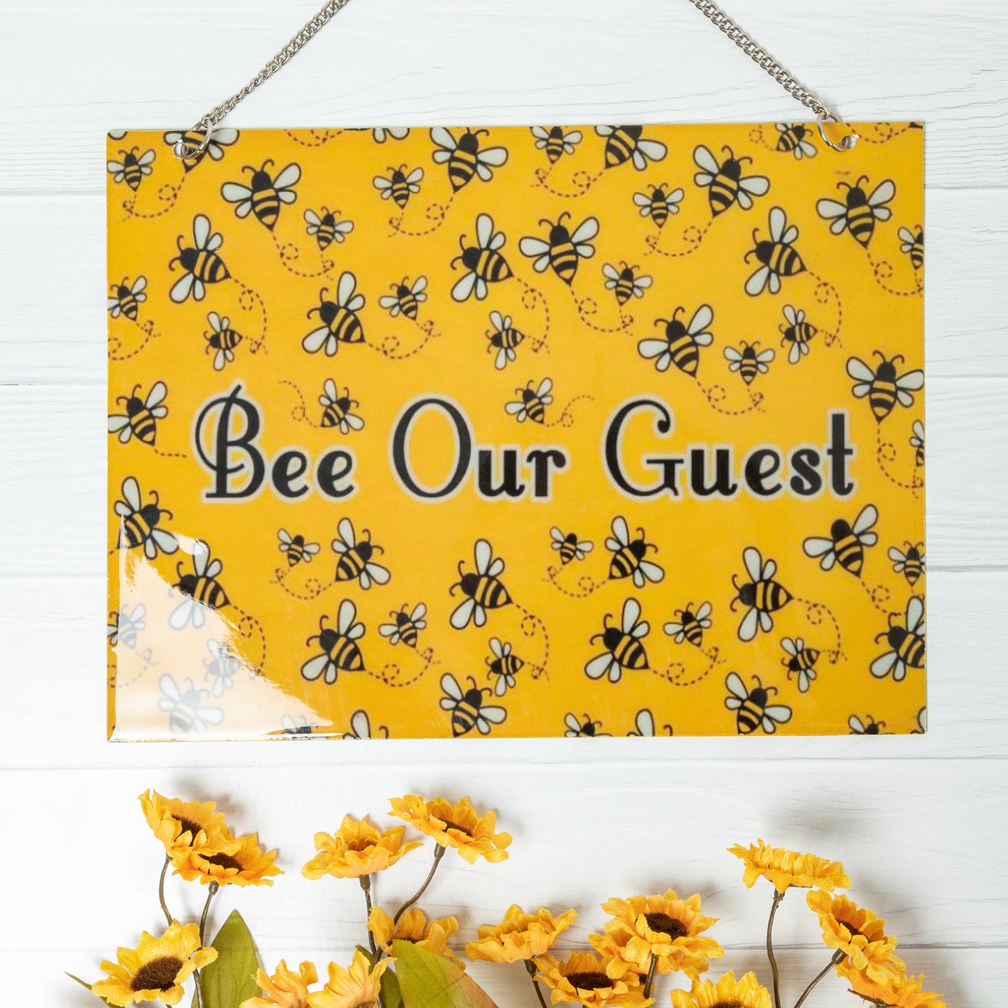 Outdoor Bee Our Guest Metal Sign