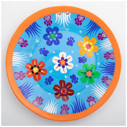 Hand Painted Paws & Flowers Decorative Ceramic Plate