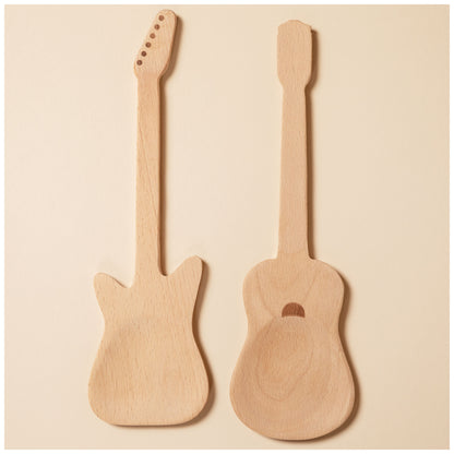 Guitar Beechwood Serving Spoons - Set of 2