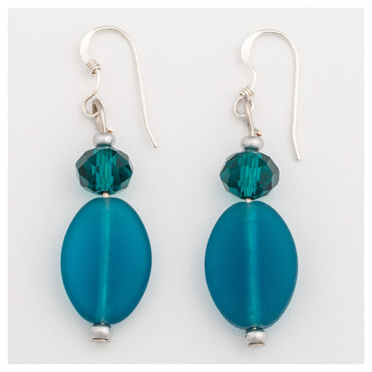 Oval Sea Glass Earrings