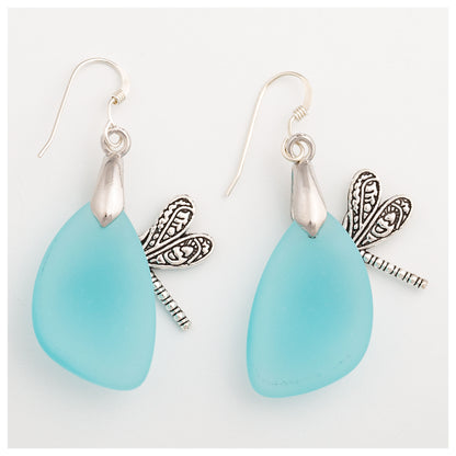 Dragonfly Sea Glass Earrings