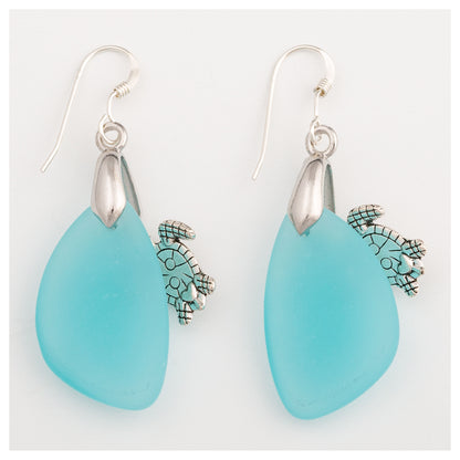 Sea Turtle Sea Glass Earrings