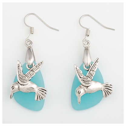 Hummingbird Sea Glass Earrings