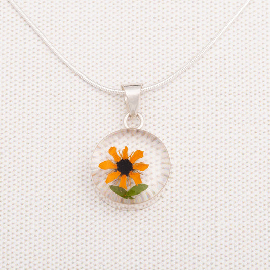 Real Sunflower & Sterling Necklace
