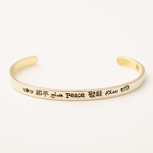 Peace in Many Languages Mixed Metal Cuff Bracelet