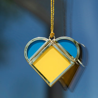 Stand with Ukraine Glass Heart