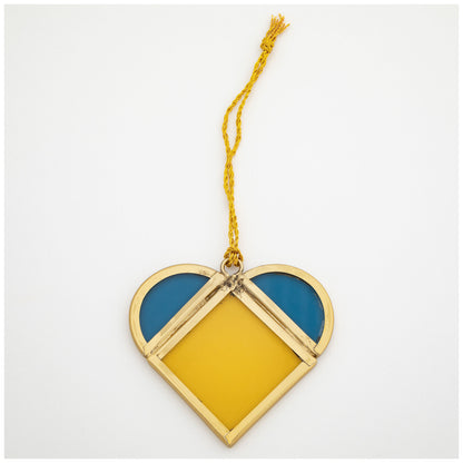 Stand with Ukraine Glass Heart