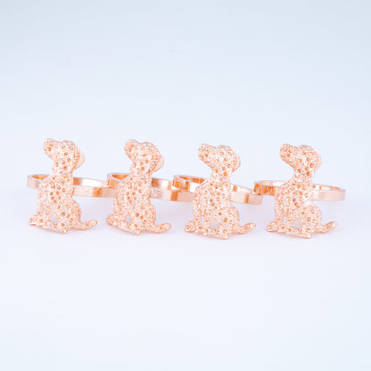 Rose Gold Dog Napkin Holder - Set of 4