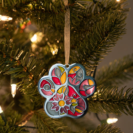 Floral Paw Holiday Ornament