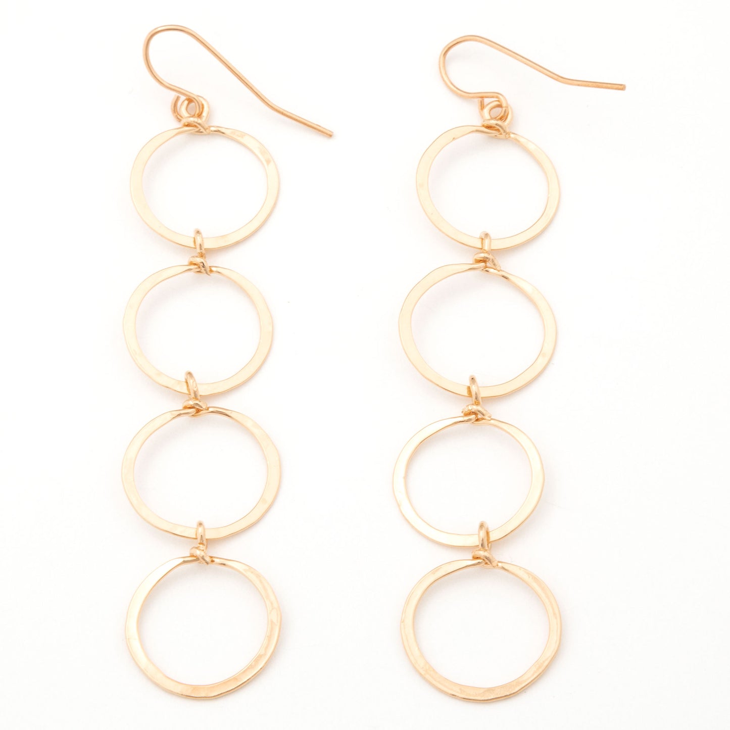 Golden Hammered Circle Fall Earrings
