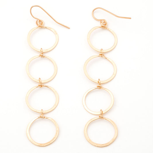 Golden Hammered Circle Fall Earrings