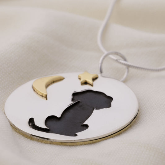 Cute Dog Moonlight Sterling Necklace