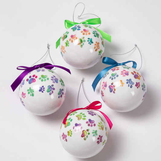 Painted Paws Ornaments - Set of 4