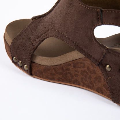 Corkys Carley Leopard Faux Suede Wedge Sandals