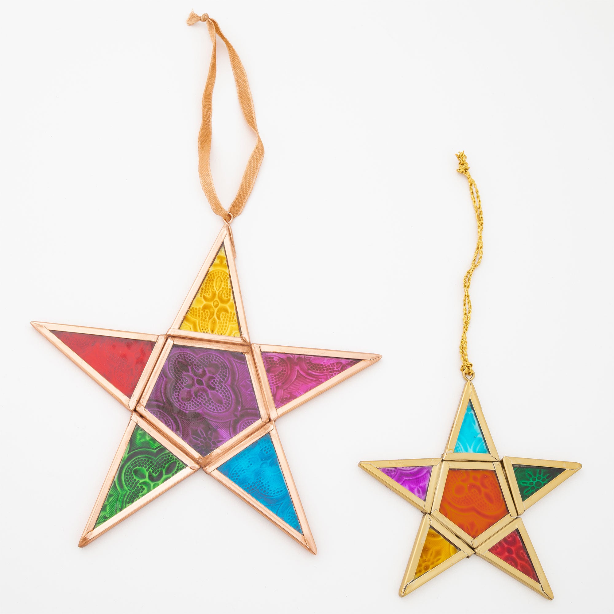 Glass Moravian Rainbow Star Ornament 