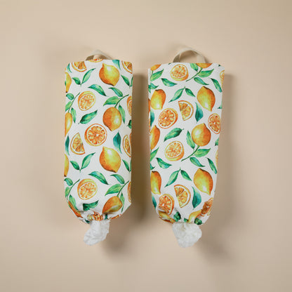 Lemon Vibes Plastic Bag Holder - Set of 2