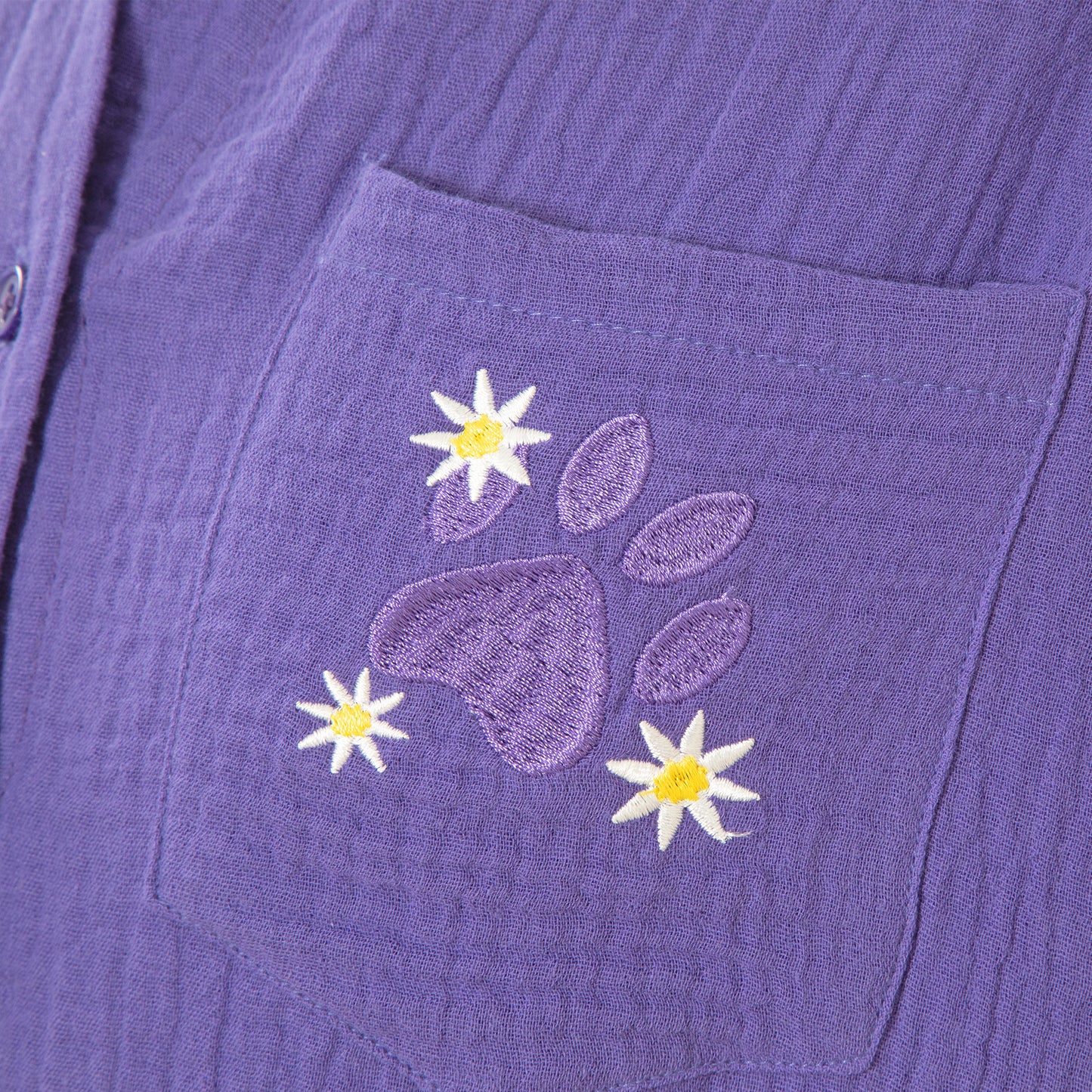 Purple Paw Floral Embroidered Cotton Separates