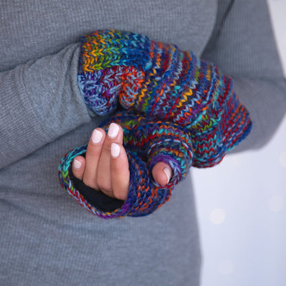 Space-Dye Hand Knit Wool Hand Warmers