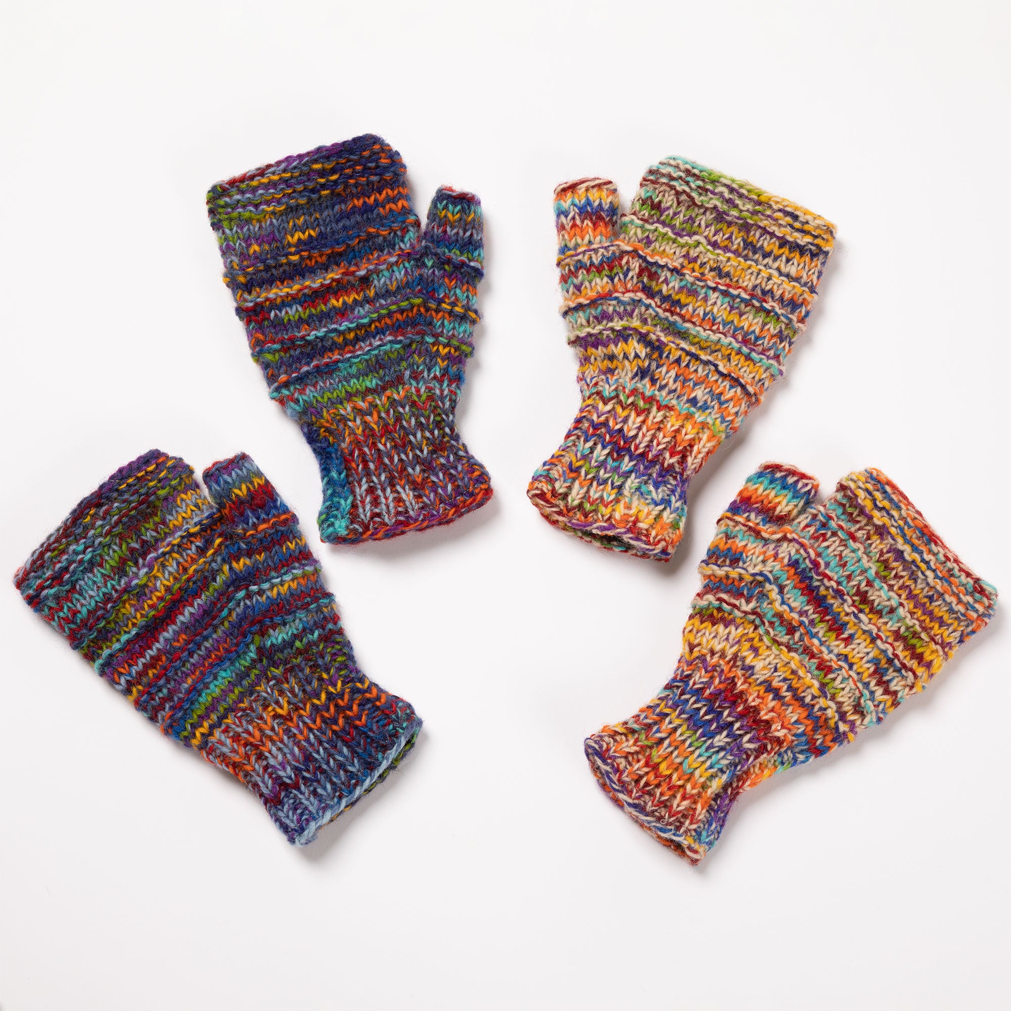 Space-Dye Hand Knit Wool Hand Warmers | GreaterGood