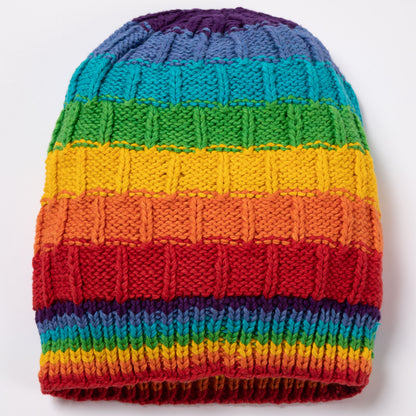 Hand Knit Rainbow Beanie