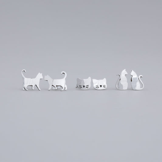 Cat Lovers Post Earrings - set of 3