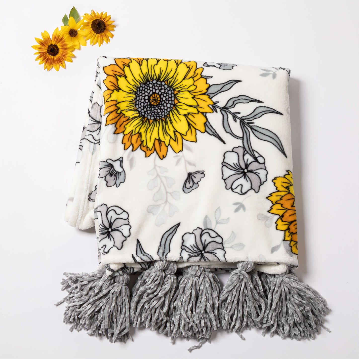 Golden Sunflower Fleece Throw Blanket