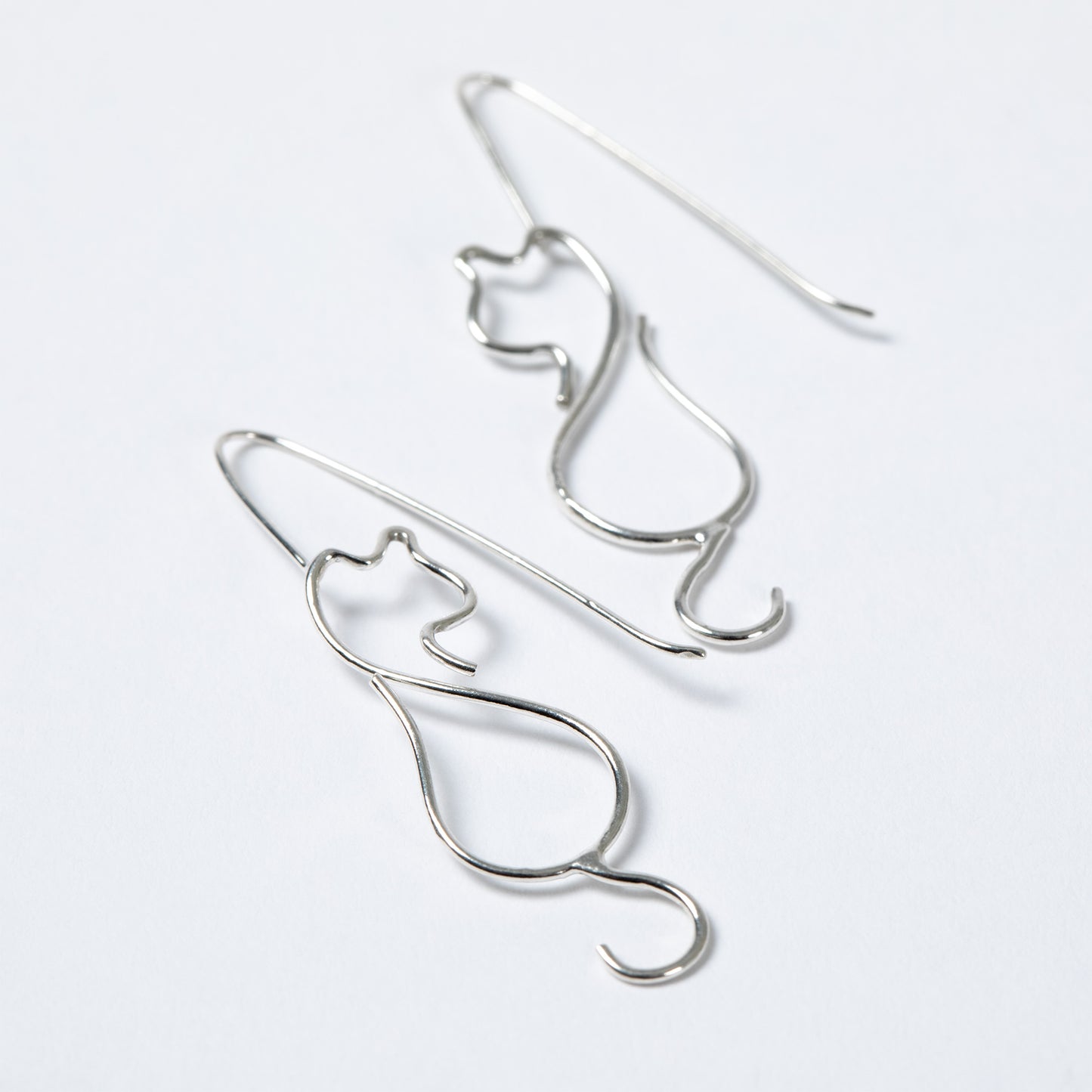 Minimalist Cat Wire Sterling Earrings